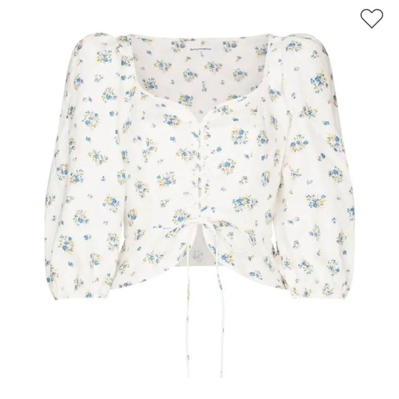Reformation barrett puff-sleeve floral-print blouse - Picture 1 of 5